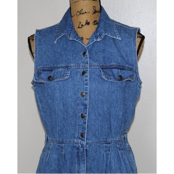 Vtg 90s St John’s Bay Blue Denim Sleeveless One Piece Shorts Romper Women’s M - Picture 7 of 9